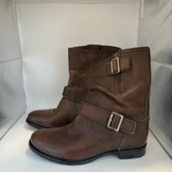 Prada Brown Leather Buckle Moto Boots – Women’s 38.5 (US 8.5)
